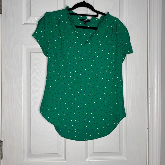 41 HAWTHORN Tiffiny Tulip Sleeve Green Polka Dot Women's‎ Top Stitch Fix Size XS - Picture 3 of 7